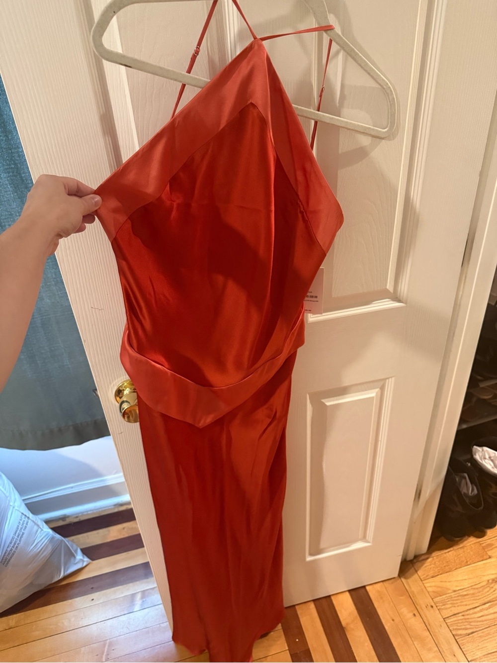 Reformation Lillian Silk Halter Maxi Dress in Rust Orange - Picture 3 of 4